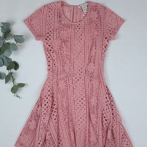 American Rag Lace Dress Short Sleeve Pink XS